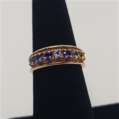 10K YELLOW GOLD MULTI COLORED STONE RING 3.4G SIZE 7